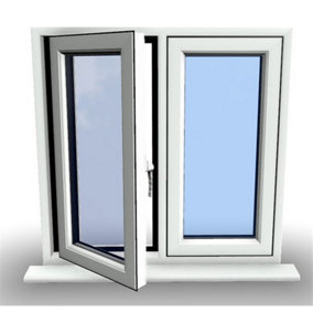 1045mm (W) x 1045mm (H) PVCu Flush Casement Window - 1 Left Opening Window - White Internal & External