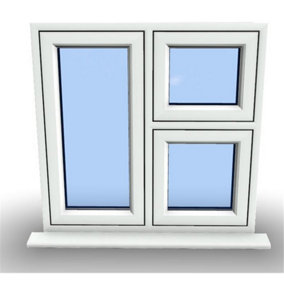 1045mm (W) x 1045mm (H) PVCu Flush Casement Window - 1 Opening Window (LEFT) - Top Opening Window (RIGHT) - White
