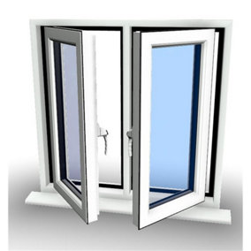 1045mm (W) x 1045mm (H) PVCu Flush Casement Window - 2 Central Opening Windows - White Internal & External