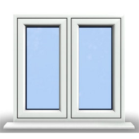 1045mm (W) x 1045mm (H) PVCu Flush Casement Window - 2 Vertical Panes Non Opening Windows - White Internal & External