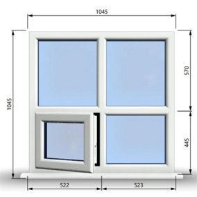 1045mm (W) x 1045mm (H) PVCu StormProof Casement Window - 1 Bottom Opening (Left) -  White Internal & External