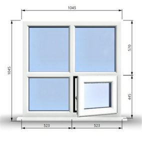 1045mm (W) x 1045mm (H) PVCu StormProof Casement Window - 1 Bottom Opening (Right)  - White Internal & External