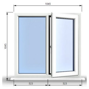 1045mm (W) x 1045mm (H) PVCu StormProof Casement Window - 1 RIGHT Opening Window -  Toughened Safety Glass - White
