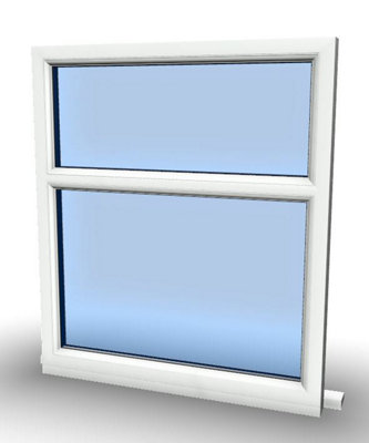 1045mm (W) x 1045mm (H) PVCu StormProof Casement Window - 2 Horizontal Panes Non Opening Windows -  White Internal & External - 5