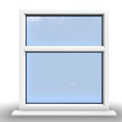 1045mm (W) x 1045mm (H) PVCu StormProof Casement Window - 2 Horizontal Panes Non Opening Windows -  White Internal & External - 8