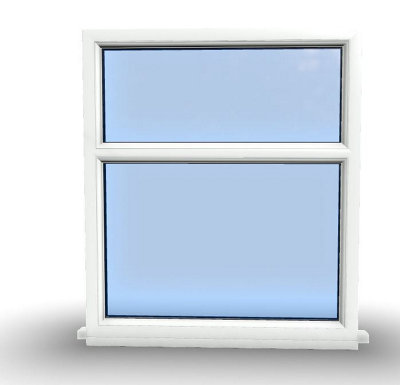 1045mm (W) x 1045mm (H) PVCu StormProof Casement Window - 2 Horizontal Panes Non Opening Windows -  White Internal & External - 9