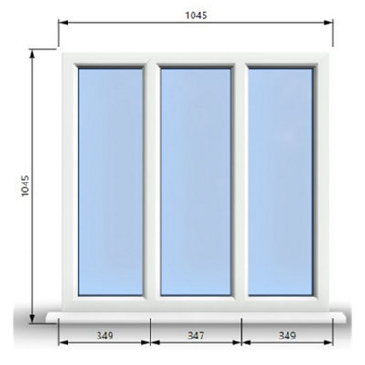 1045mm (W) x 1045mm (H) PVCu StormProof Casement Window - 3 Panes Non ...