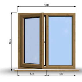 1045mm (W) x 1045mm (H) Wooden Stormproof Window - 1/2 Left Opening Window - Toughened Safety Glass
