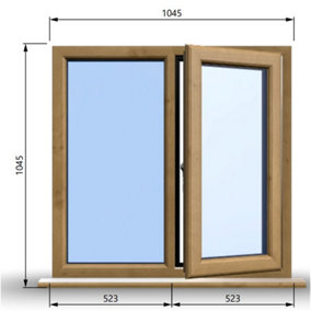 1045mm (W) x 1045mm (H) Wooden Stormproof Window - 1/2 Right Opening Window - Toughened Safety Glass