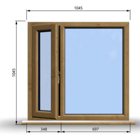 1045mm (W) x 1045mm (H) Wooden Stormproof Window - 1/3 Left Opening Window - Toughened Safety Glass