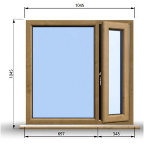 1045mm (W) x 1045mm (H) Wooden Stormproof Window - 1/3 Right Opening Window - Toughened Safety Glass