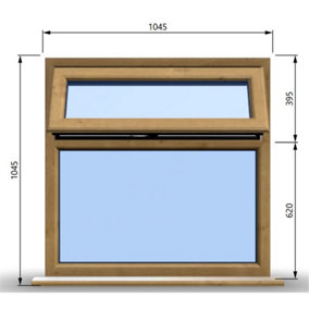 1045mm (W) x 1045mm (H) Wooden Stormproof Window - 1 Top Opening Window -Toughened Safety Glass