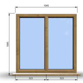 1045mm (W) x 1045mm (H) Wooden Stormproof Window - 2 Non-Opening Windows - Toughened Safety Glass
