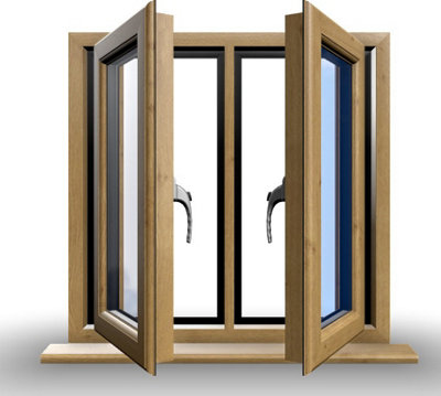 1045mm (W) x 1045mm (H) Wooden Stormproof Window - 2 Opening Windows (Left & Right) - Toughened Safety Glass
