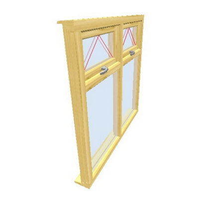 1045mm (W) x 1045mm (H) Wooden Stormproof Window - 2 Top Opening Windows -Toughened Safety Glass