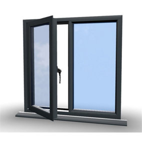 1045mm (W) x 1095mm (H) Aluminium Flush Casement - 1 Left Opening Window - Anthracite Internal & External