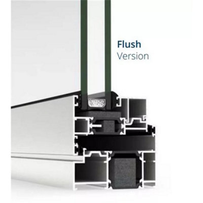 1045mm(W) x 1095mm(H) Aluminium Flush Casement Window - 2 V Panes(Non-Opening) - Anthracite Internal & External
