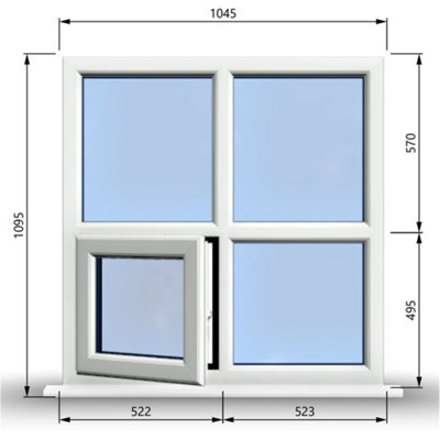 1045mm (W) x 1095mm (H) PVCu StormProof Casement Window - 1 Bottom ...