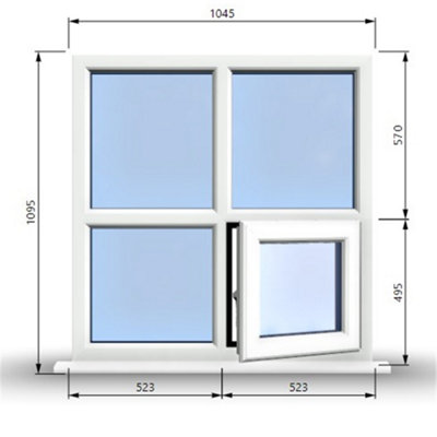 1045mm (W) x 1095mm (H) PVCu StormProof Casement Window - 1 Bottom ...