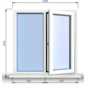 1045mm (W) x 1095mm (H) PVCu StormProof Casement Window - 1 RIGHT Opening Window -  Toughened Safety Glass - White