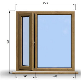 1045mm (W) x 1095mm (H) Wooden Stormproof Window - 1/3 Left Opening Window - Toughened Safety Glass