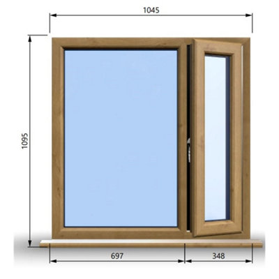 1045mm (W) x 1095mm (H) Wooden Stormproof Window - 1/3 Right Opening Window - Toughened Safety Glass