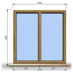 1045mm (W) x 1095mm (H) Wooden Stormproof Window - 2 Non-Opening Windows - Toughened Safety Glass