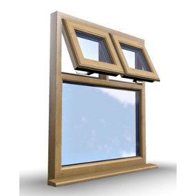 1045mm (W) x 1095mm (H) Wooden Stormproof Window - 2 Top Opening Windows -Toughened Safety Glass
