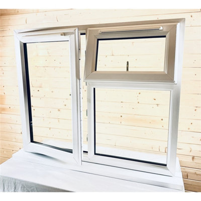 1045mm (W) x 1145mm (H) PVC u StormProof  Window - 1 Opening Window (LEFT) - Top Opening Window (RIGHT) - White