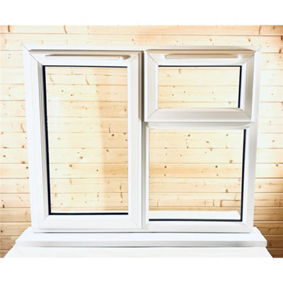 1045mm (W) x 1145mm (H) PVC u StormProof  Window - 1 Opening Window (LEFT) - Top Opening Window (RIGHT) - White