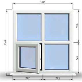 1045mm (W) x 1145mm (H) PVCu StormProof Casement Window - 1 Bottom Opening (Left) -  White Internal & External