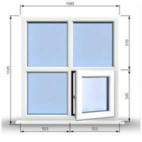 1045mm (W) x 1145mm (H) PVCu StormProof Casement Window - 1 Bottom Opening (Right)  - White Internal & External