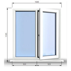 1045mm (W) x 1145mm (H) PVCu StormProof Casement Window - 1 RIGHT Opening Window -  Toughened Safety Glass - White