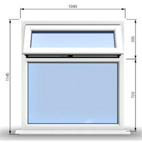 1045mm (W) x 1145mm (H) PVCu StormProof Casement Window - 1 Top Opening Window - 70mm Cill - Chrome Handles -  White