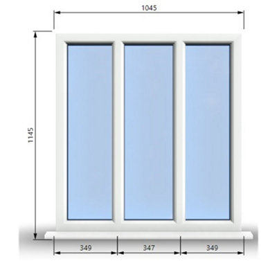 1045mm (W) x 1145mm (H) PVCu StormProof Casement Window - 3 Panes Non ...