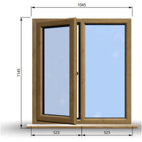 1045mm (W) x 1145mm (H) Wooden Stormproof Window - 1/2 Left Opening Window - Toughened Safety Glass