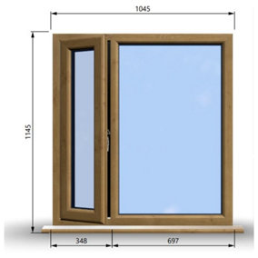 1045mm (W) x 1145mm (H) Wooden Stormproof Window - 1/3 Left Opening Window - Toughened Safety Glass