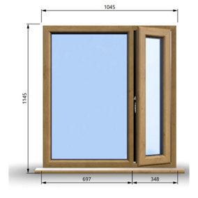 1045mm (W) x 1145mm (H) Wooden Stormproof Window - 1/3 Right Opening Window - Toughened Safety Glass