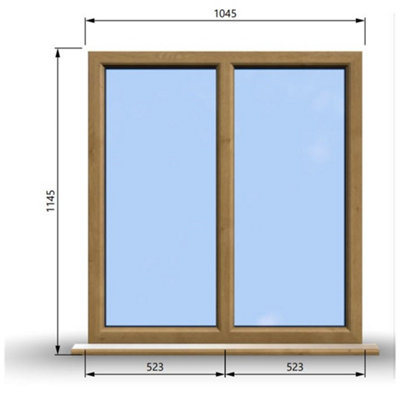 1045mm (W) x 1145mm (H) Wooden Stormproof Window - 2 Non-Opening Windows - Toughened Safety Glass