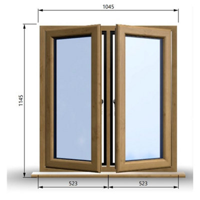 1045mm (W) x 1145mm (H) Wooden Stormproof Window - 2 Opening Windows (Left & Right) - Toughened Safety Glass