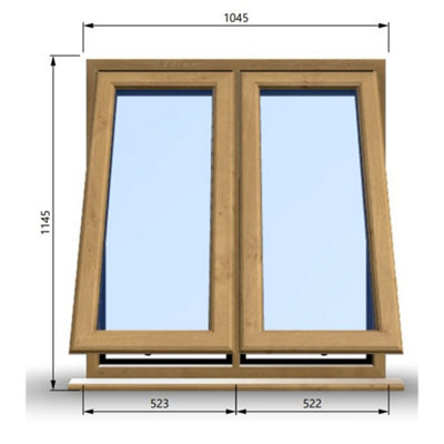 1045mm (W) x 1145mm (H) Wooden Stormproof Window - 2 Opening Windows (Opening from Bottom) - Toughened Safety Glass
