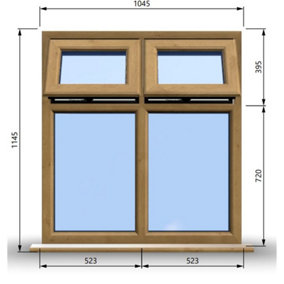 1045mm (W) x 1145mm (H) Wooden Stormproof Window - 2 Top Opening Windows -Toughened Safety Glass