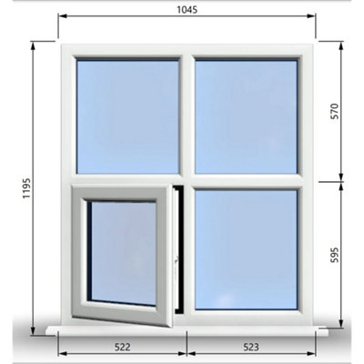 1045mm (W) x 1195mm (H) PVCu StormProof Casement Window - 1 Bottom ...