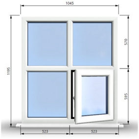 1045mm (W) x 1195mm (H) PVCu StormProof Casement Window - 1 Bottom Opening (Right)  - White Internal & External