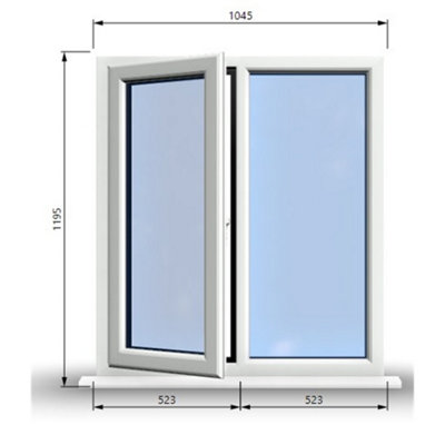 1045mm (W) x 1195mm (H) PVCu StormProof Casement Window - 1 LEFT Opening Window -  Toughened Safety Glass - White