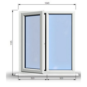 1045mm (W) x 1195mm (H) PVCu StormProof Casement Window - 1 LEFT Opening Window -  Toughened Safety Glass - White