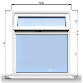 1045mm (W) x 1195mm (H) PVCu StormProof Casement Window - 1 Top Opening Window - 70mm Cill - Chrome Handles -  White