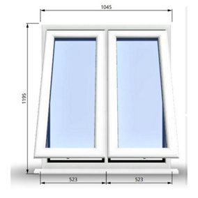 1045mm (W) x 1195mm (H) PVCu StormProof Casement Window - 2 Vertical Bottom Opening Windows -  White Internal & External