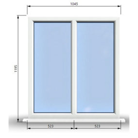 1045mm (W) x 1195mm (H) PVCu StormProof Casement Window - 2 Vertical Panes Non Opening Windows -  White Internal & External