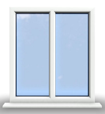 1045mm (W) x 1195mm (H) PVCu StormProof Casement Window - 2 Vertical Panes Non Opening Windows -  White Internal & External - 5